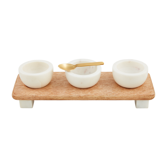 Marble and Wood Tidbit Set