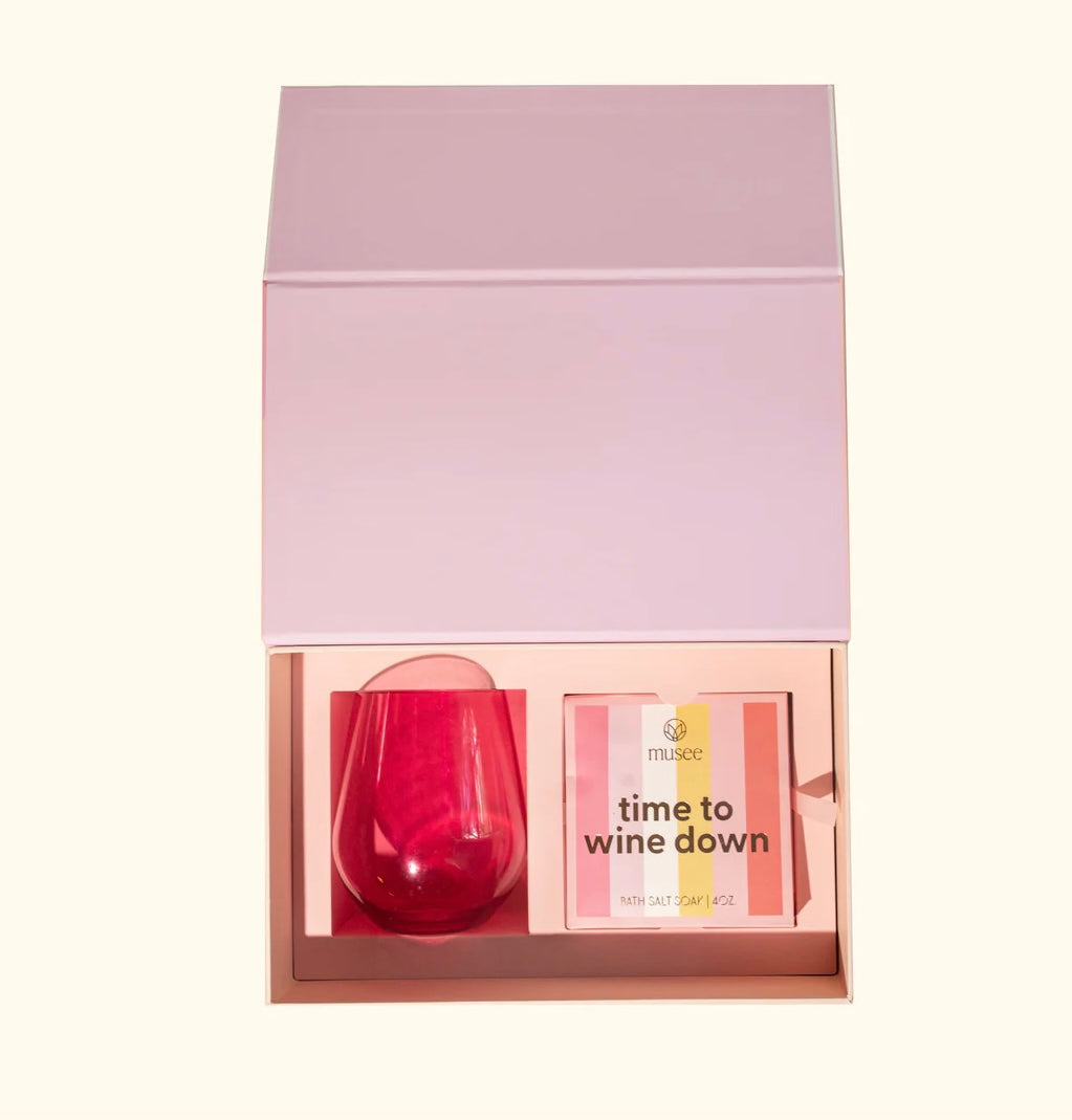 Musee Cheers Wine Glass & Salt Box