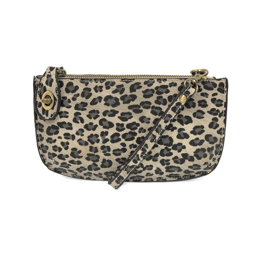 Joy Susan Grey Leopard Print Crossbody Wristlet Clutch