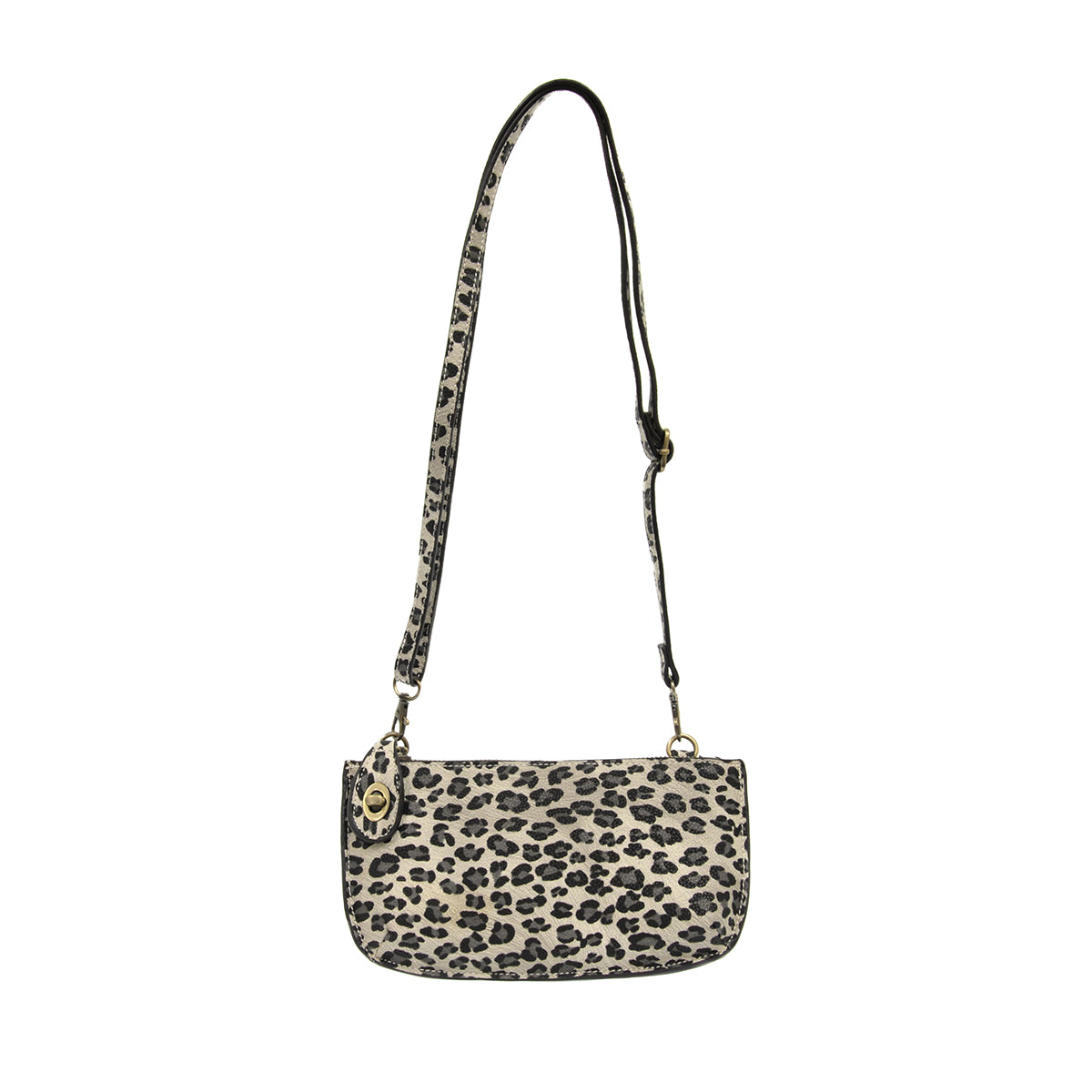 Joy Susan Grey Leopard Print Crossbody Wristlet Clutch