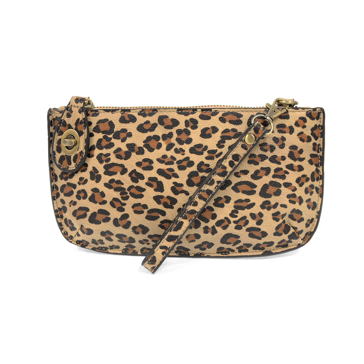 Joy Susan Natural Leopard Print Crossbody Wristlet Clutch