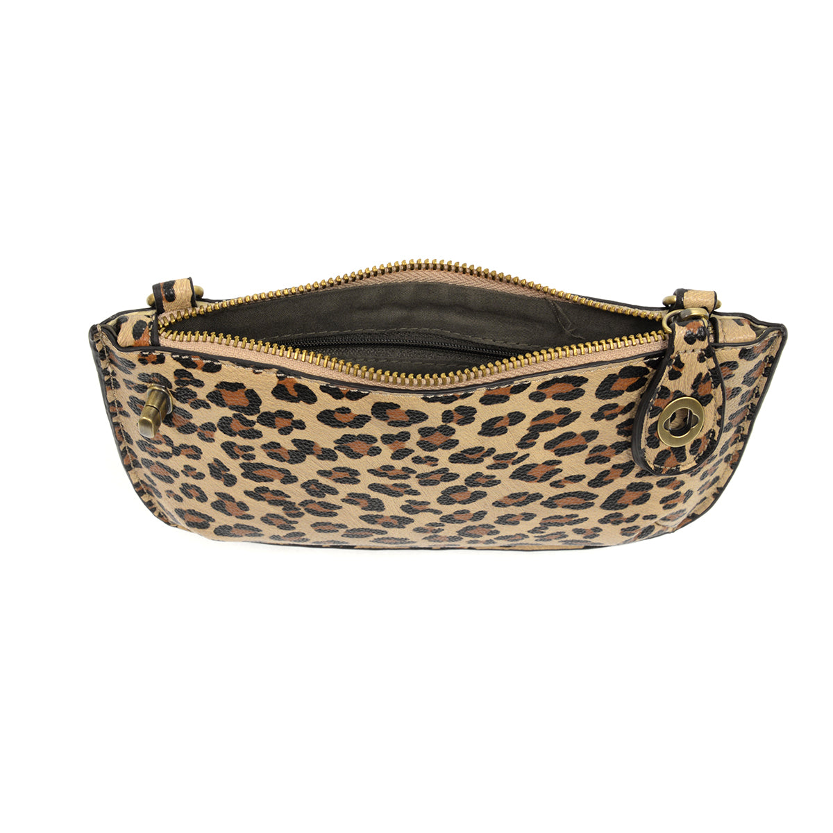 Joy Susan Natural Leopard Print Crossbody Wristlet Clutch