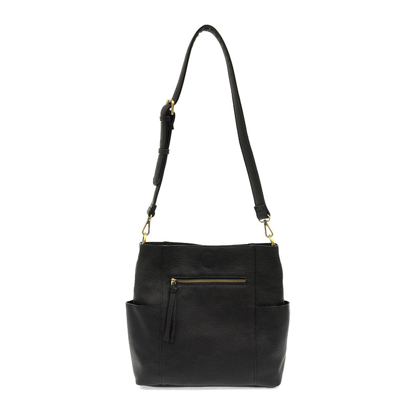 Joy Susan Kayleigh Side-Pocket Bucket Bag Black