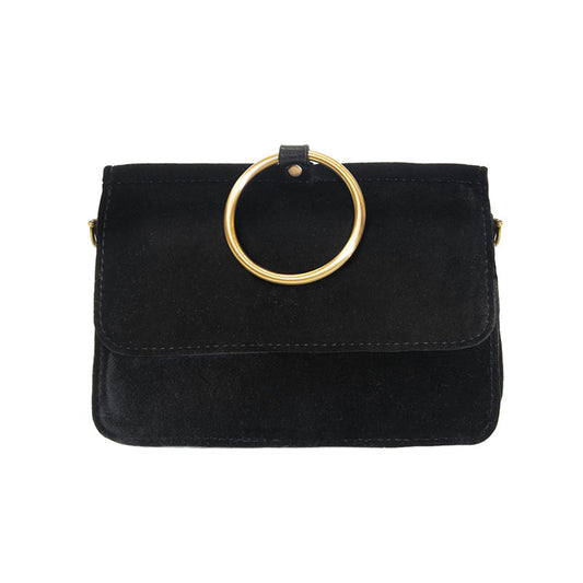 Joy Susan Aria Black Velvet Ring Bag