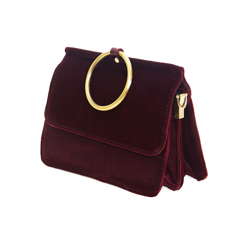 Joy Susan Aria Velvet Ring Bag Burgundy