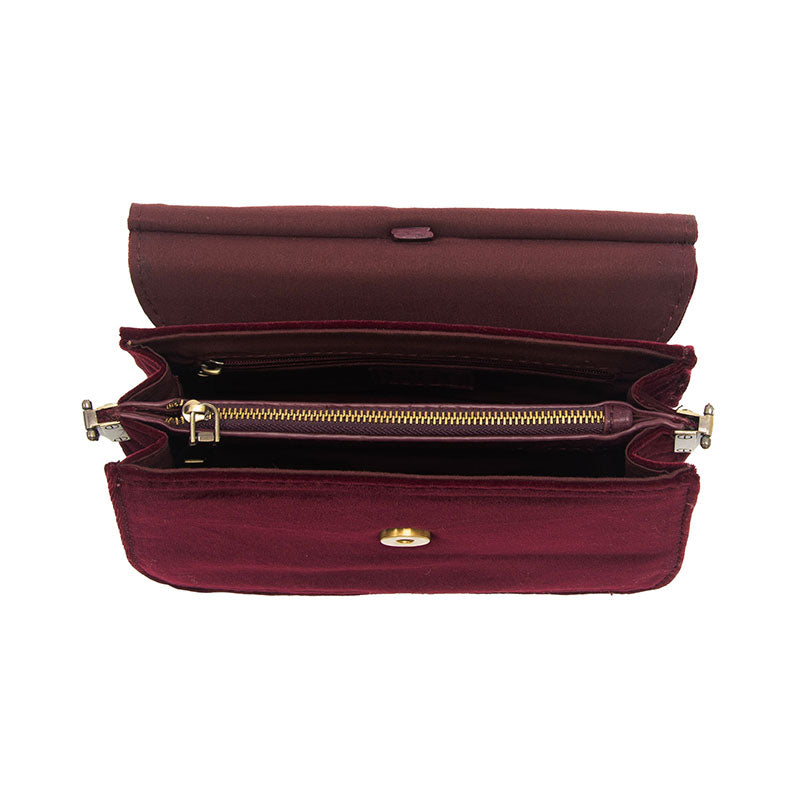 Joy Susan Aria Velvet Ring Bag Burgundy