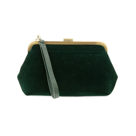 Joy Susan Velvet Vivie Crossbody Wristlet Deep Emerald