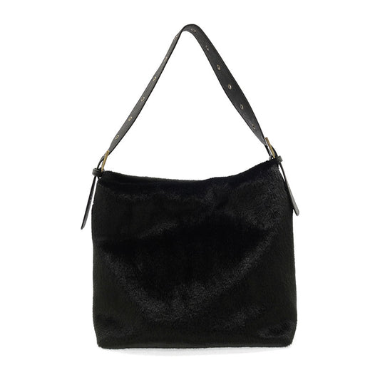 Joy Susan Teresa Faux Fur Hobo Black