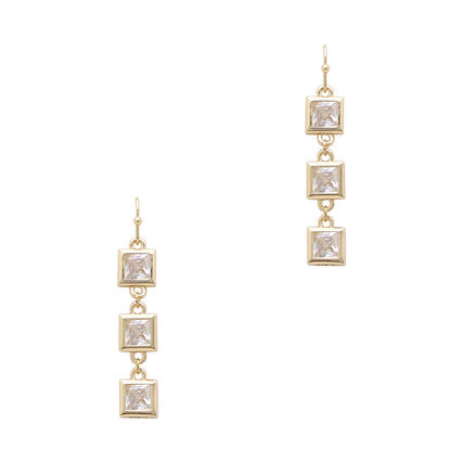 Meghan Browne Semi Gold Clear Earrings