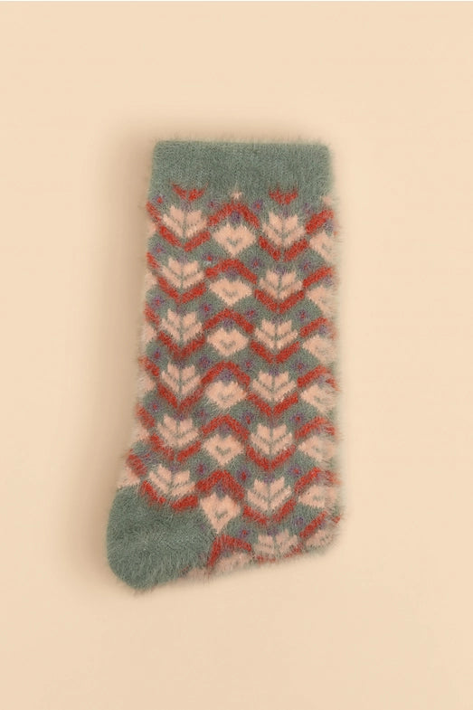 Fair Isle Fuzzy Slipper Socks