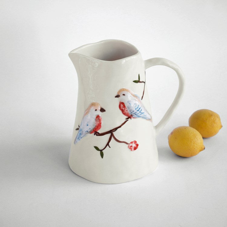 Beatriz Ball Bird on Branch Ceramic Pitcher