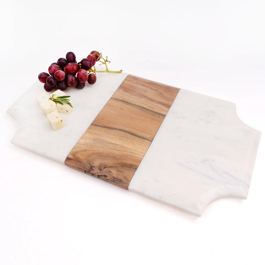 Marble & Wood Beveled Serving Board