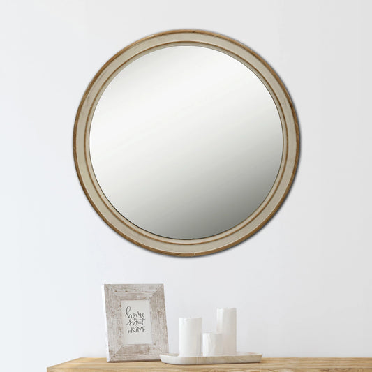 Round Wood Framed Mirror