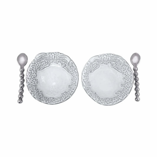 Mariposa Dotty Wreath Ceramic Open Salt Spoon Set