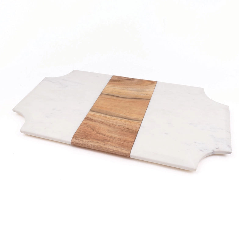 Marble & Wood Beveled Serving Board