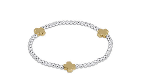 eNewton Signature Cross Mixed Metal Bracelet 3mm