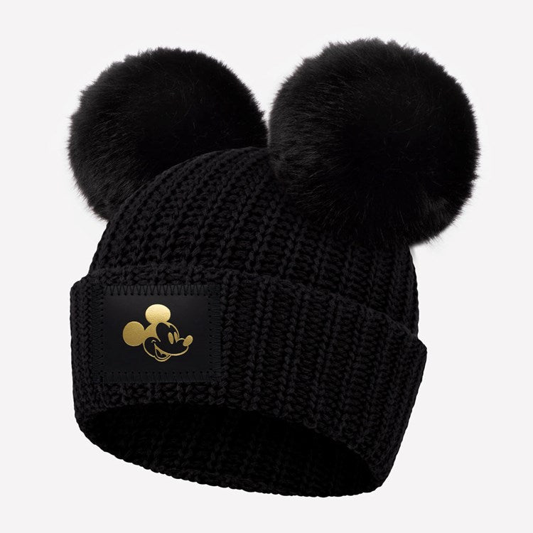 Love Your Melon Kids Mickey Mouse Black Double Pom Beanie