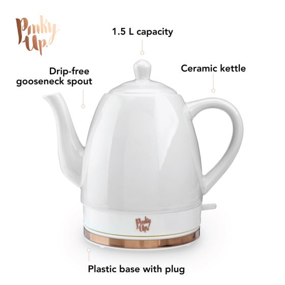 Noelle Grey Ceramic Electric Tea Kettle