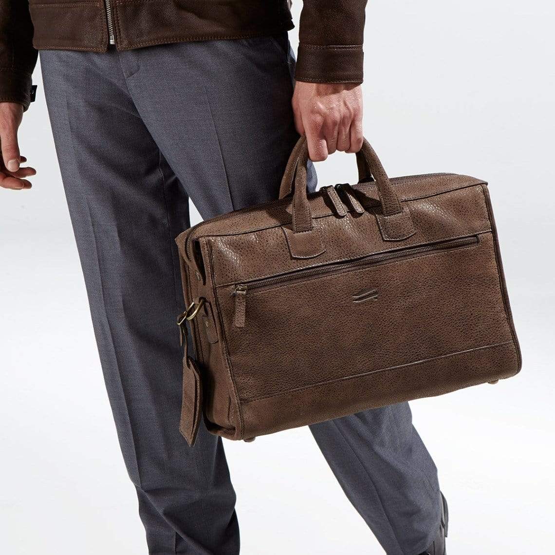 Wright Brothers Leather Compact Zippered Briefcase