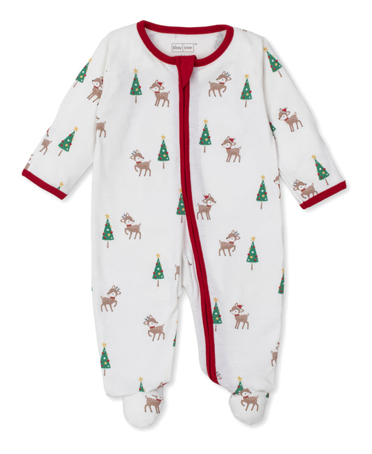 Kissy Love Christmas Deer Cheer Zip Footie 9m