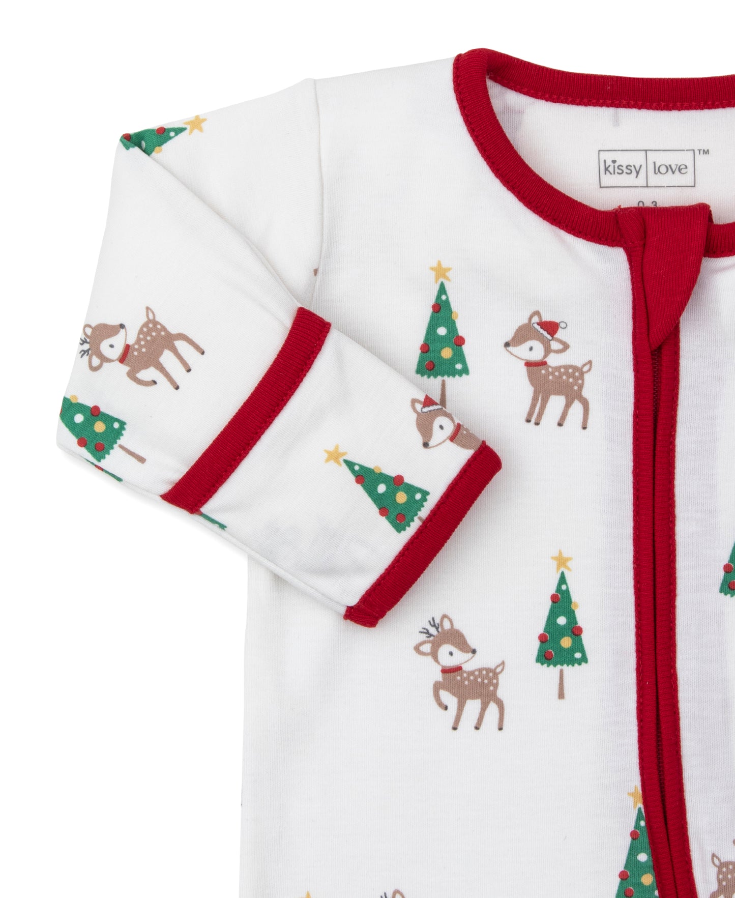 Kissy Love Christmas Deer Cheer Zip Footie 9m